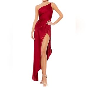 NWT IEENA for MAC DUGGAL One Shoulder Dress, color Dark Red, size 2
